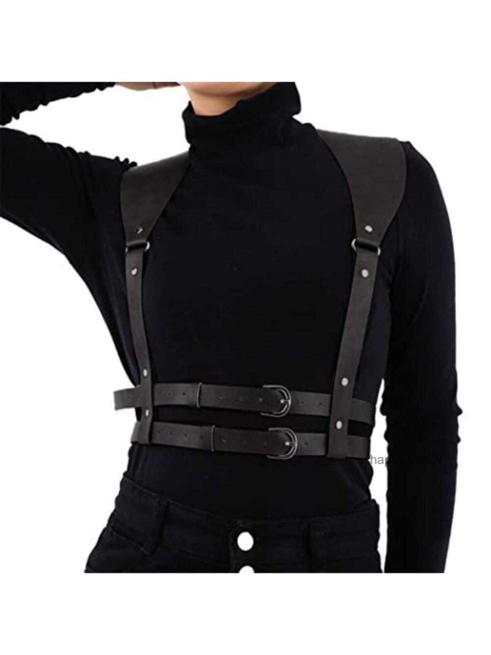 Punk Waist Belt Faux PU Leather Body Chain Harness Adjustable Gothic